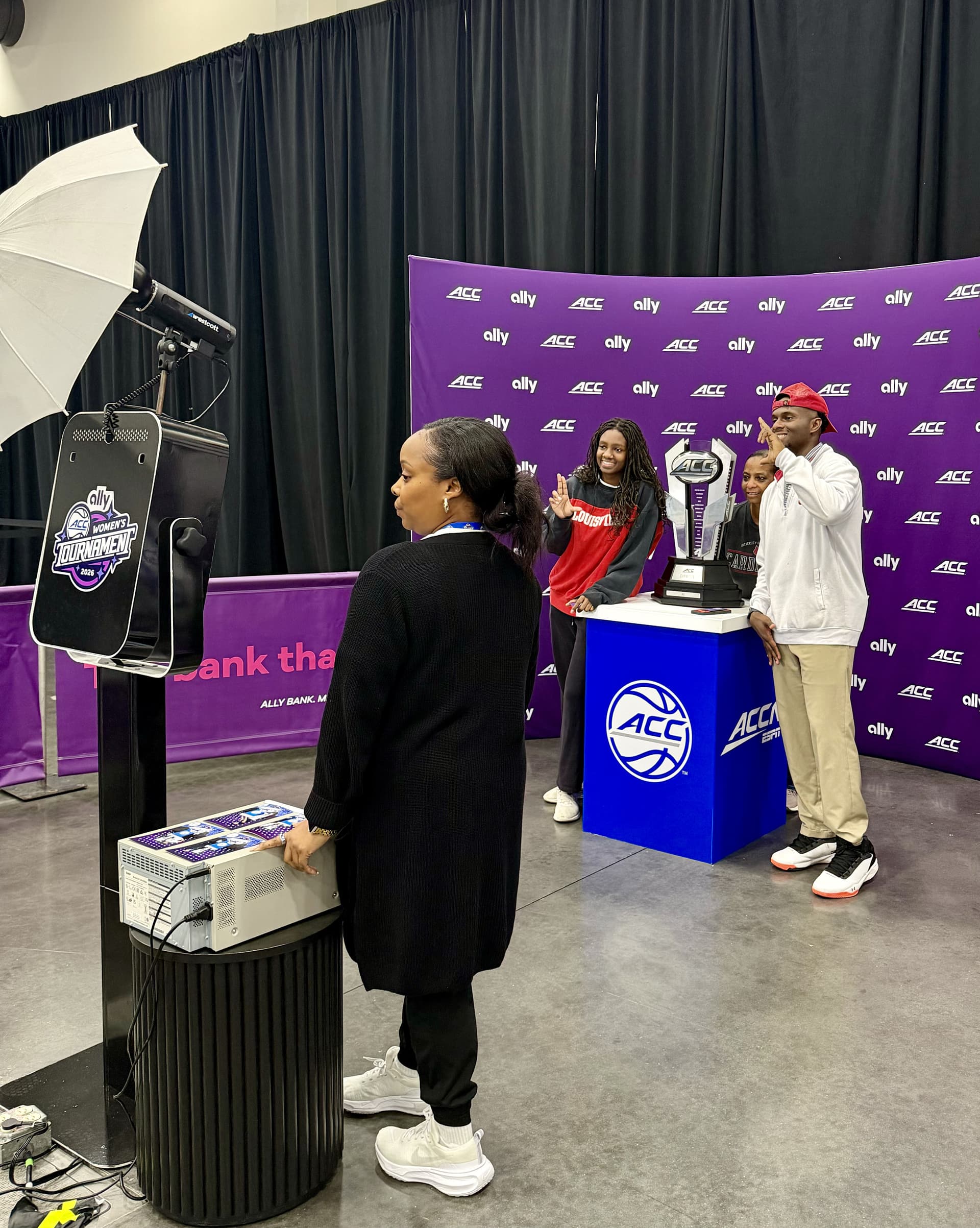 Trophy photo op activation with personalized team branding