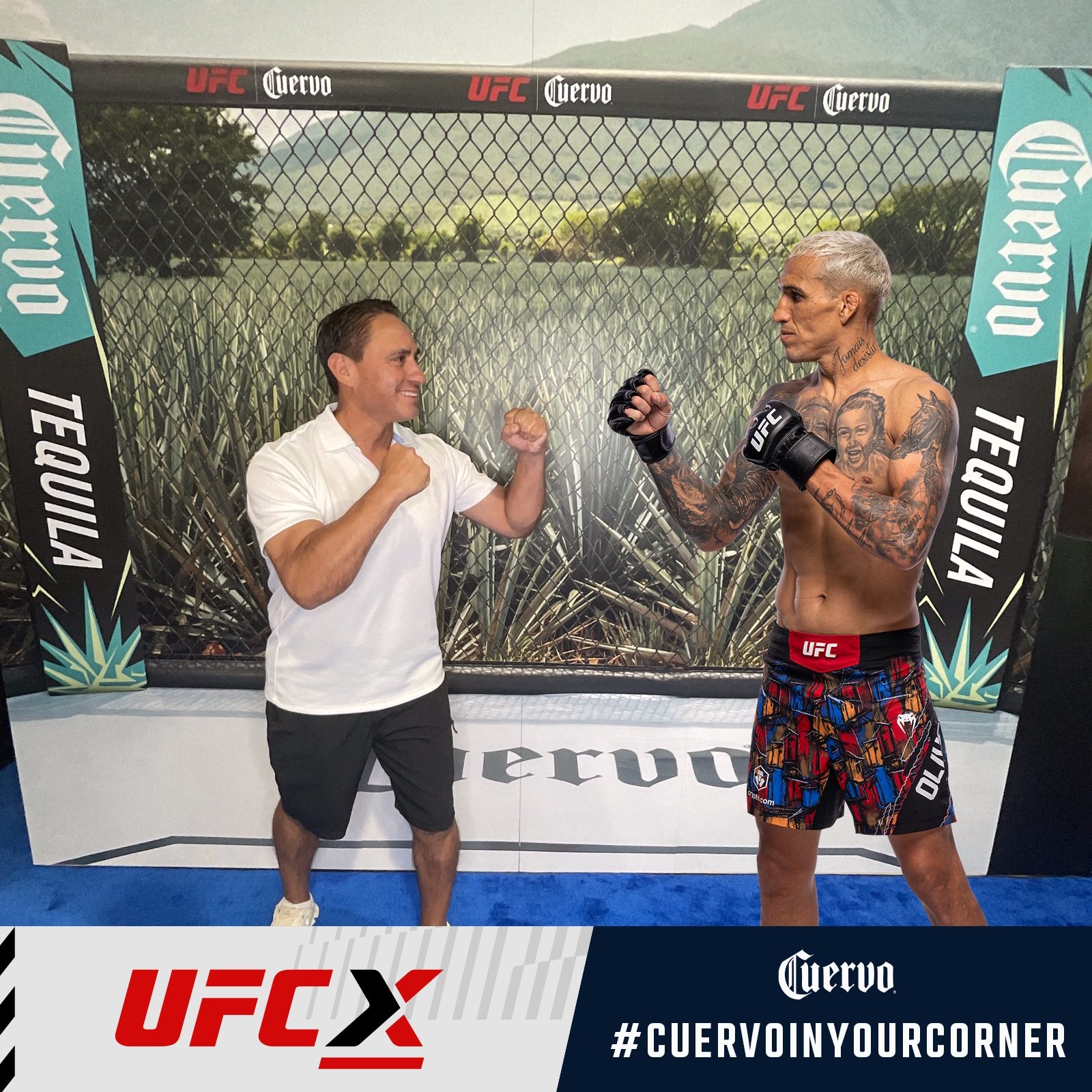 Jose Cuervo × UFC photo booth on an octagon set